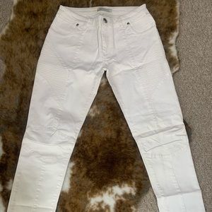 Pierre Balmain White Denim Biker Jeans